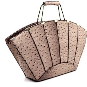 Tan Faux Ostrich Purse